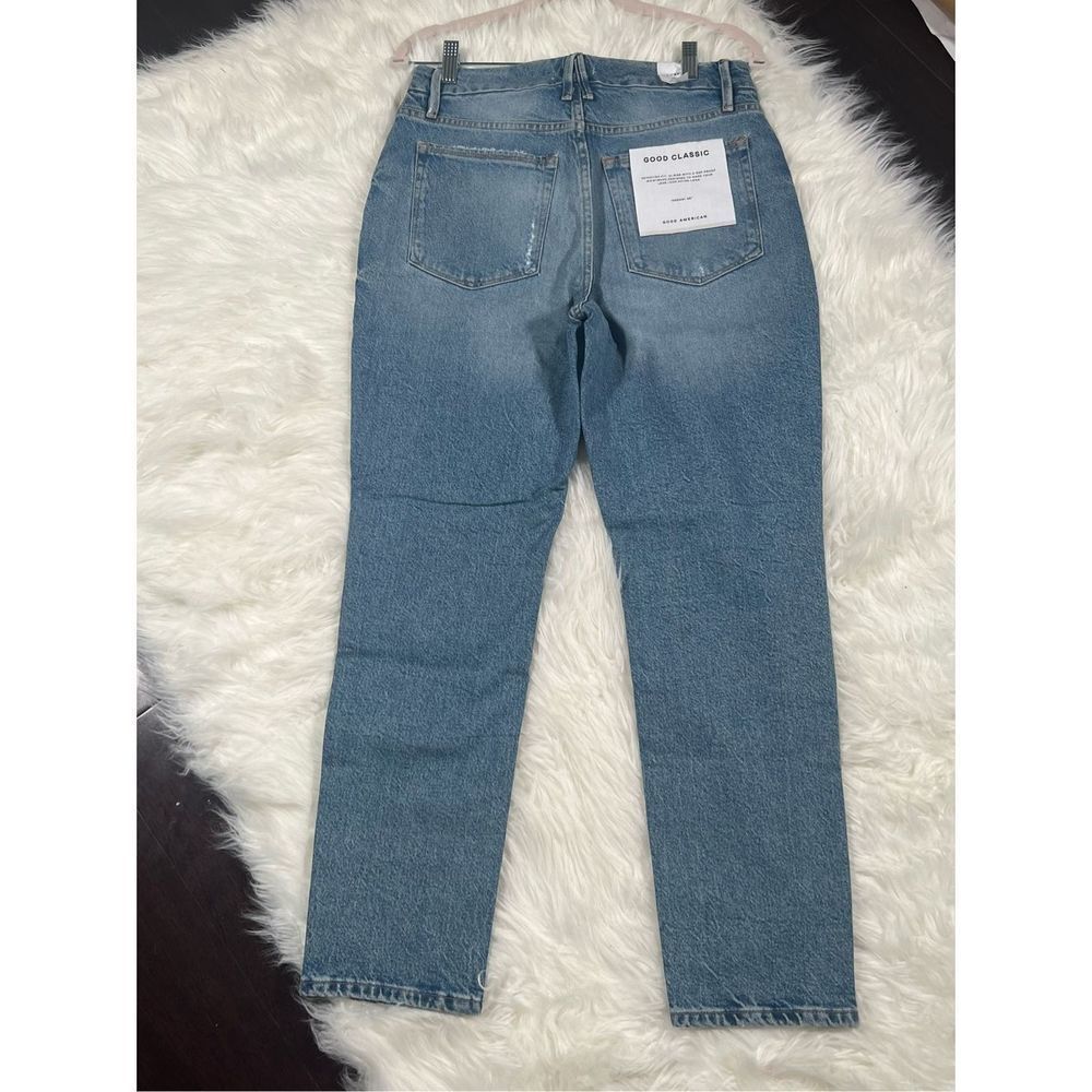 NWT Good American Women's Indigo Good Classic Distressed Stretch Jeans S… - Picture 2 of 9